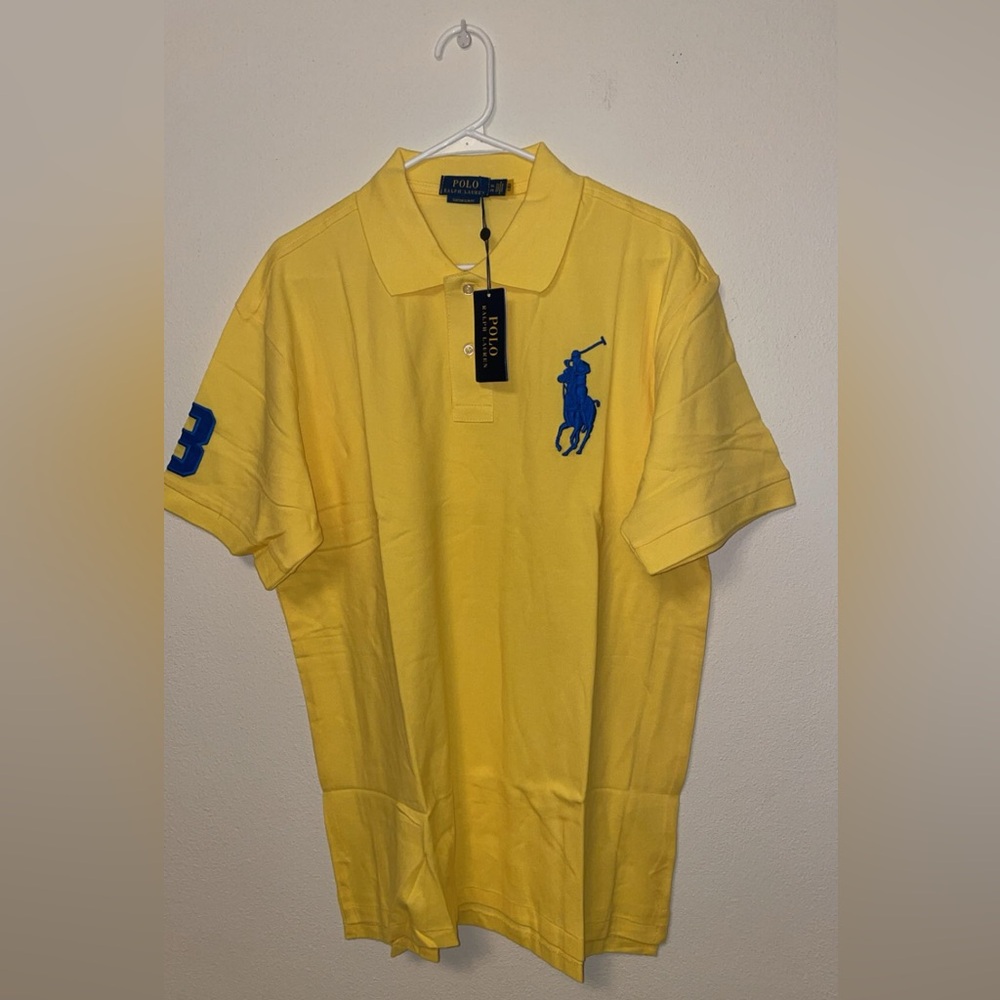 Polo by Ralph Lauren Bright Yellow Polo Shirt with Blue Logo